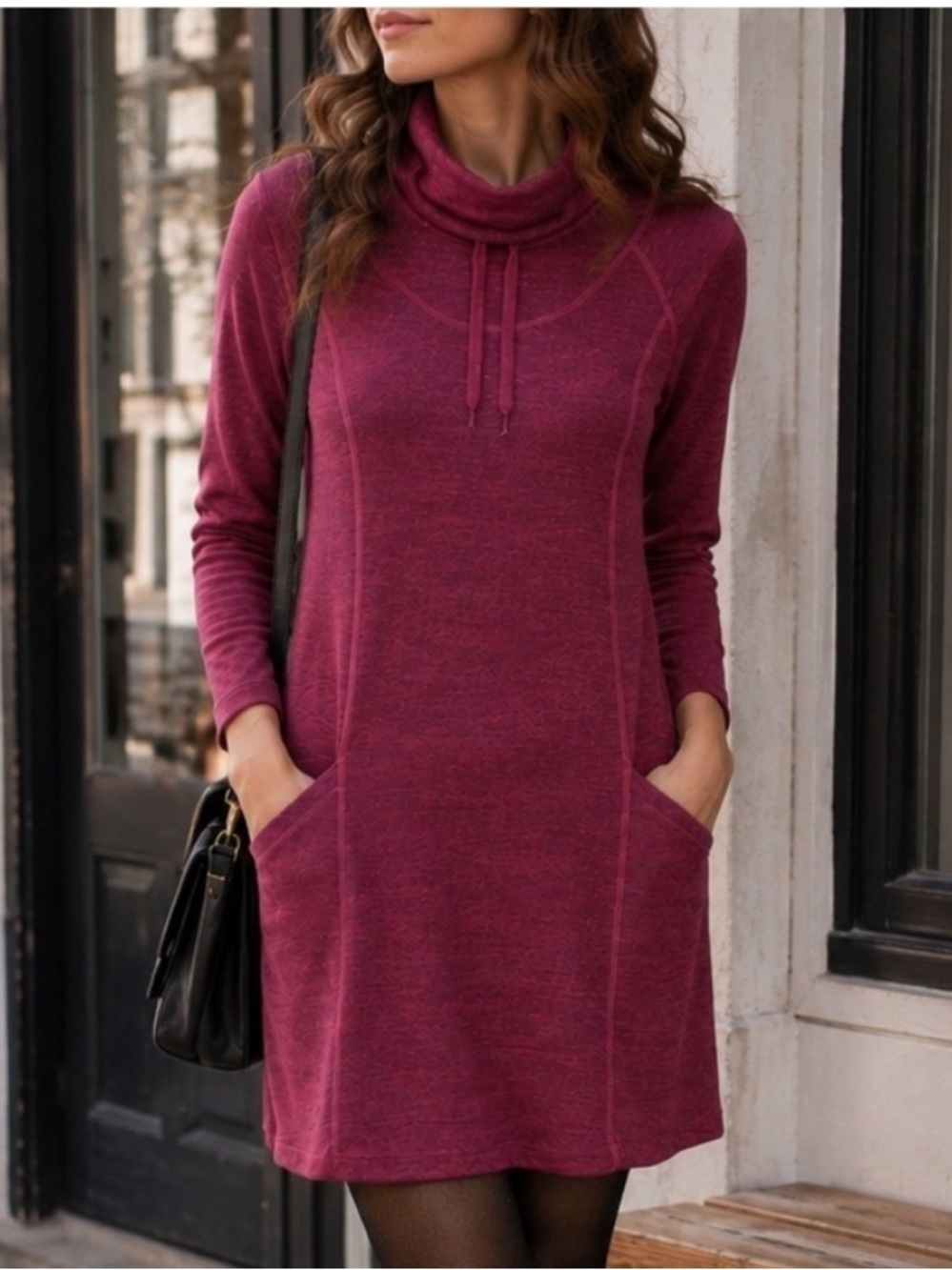 Kuhl Lea Dress Size Small Wine Red Cowl Neck Long Sleeve